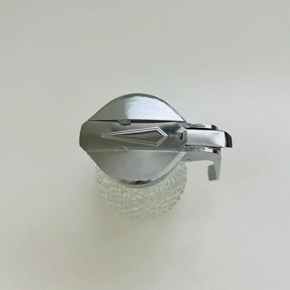 Vintage Diamond Point Glass Syrup Dispenser With Chrome Plated Lid Hinged Lever